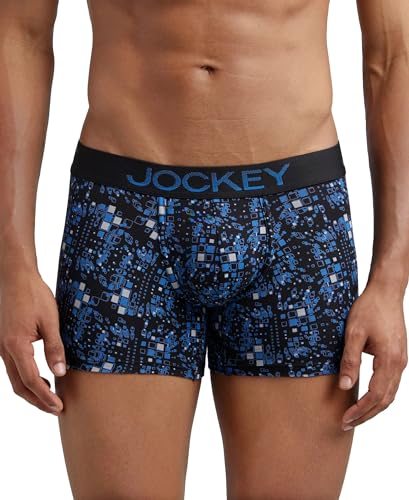 Image of Jockey FP23 Men's Super Combed Cotton Elastane Stretch Printed Trunk with Ultrasoft Waistband