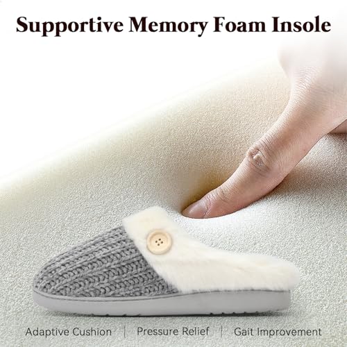 Women’s Warm Winter Chenille Scuff Slippers, Slip-On Memory Foam House Shoes with Sherpa Fleece Lining for Indoor and Outdoor4
