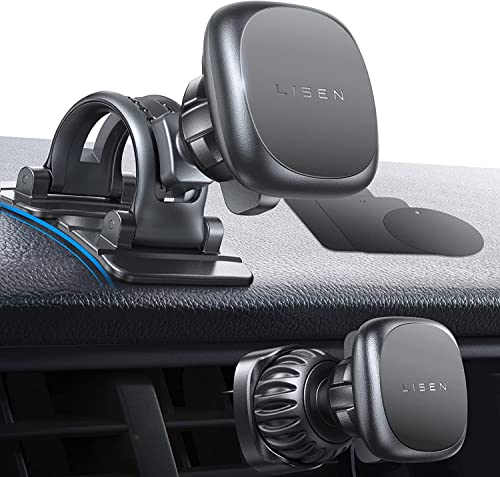 LISEN Support de téléphone portable magnétique rotatif à 360° pour voiture - Support universel pour téléphone portable pour iPhone 14/13/12 Samsung Cover