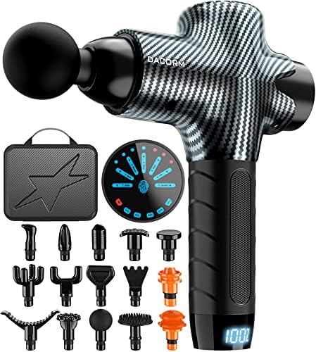 DACORM Massage Gun, Percussion Muscle Massage Gun for Athletes, Handheld Deep Tissue Massager, Super Quiet Portable Electric Sport Massager of Y8 Pro Max (Carbon-15 Heads)