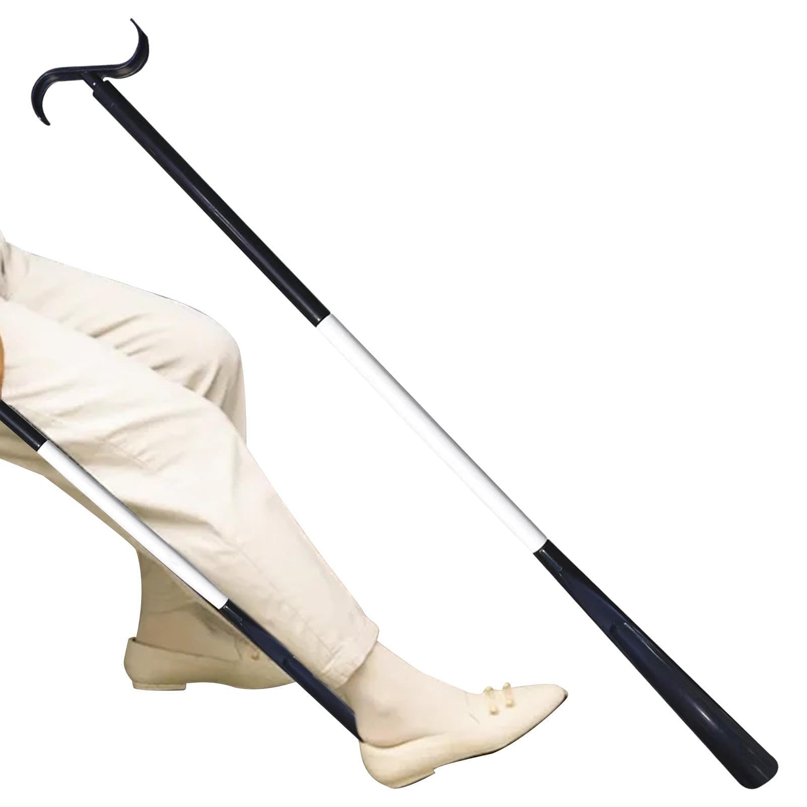 Zorq Women's Black And White Elderly Sock Helper | Sock Puller Aid,With Dressing Hook Multifunction Adjustable Sock Puller With Shoe Horn Function For Grandparents