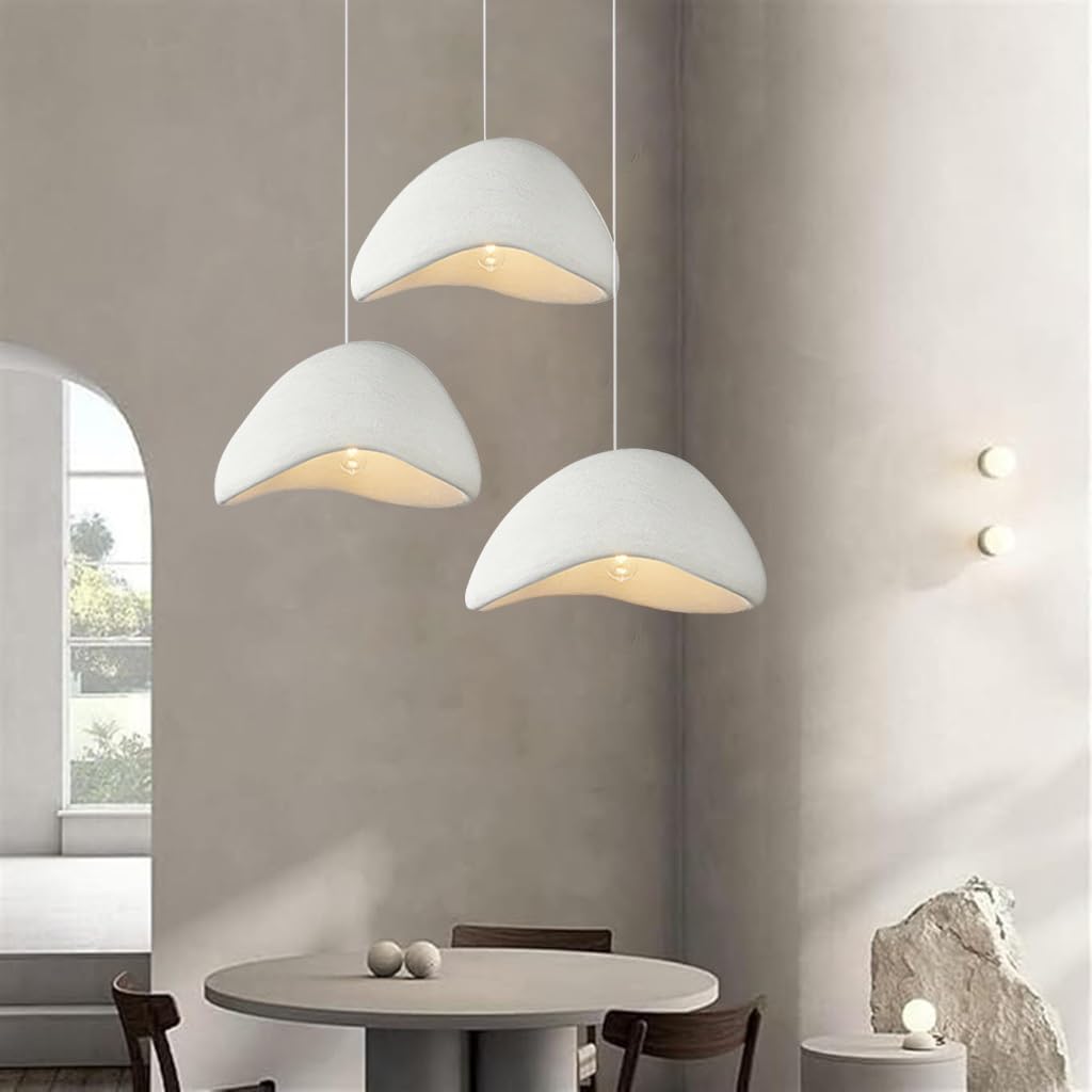 ChenYuNiu Modern Wabi-Sabi Pendant Light - E27 White Polyethylene Chandelier 3 Adjustable Lights for Dining Room & Kitchen Island Stylish Home Decor Lighting Fixture