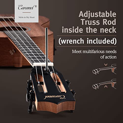 Caramel CB402PJ Cb402 Baritone Electric Ukulele All Solid Mahogany Wood 30'' Professional Wood Ukelele Instrument Kit Small Hawaiian Guitar Beginner Ukalalee Starter Pack Bundle Gig Bag thumb #4