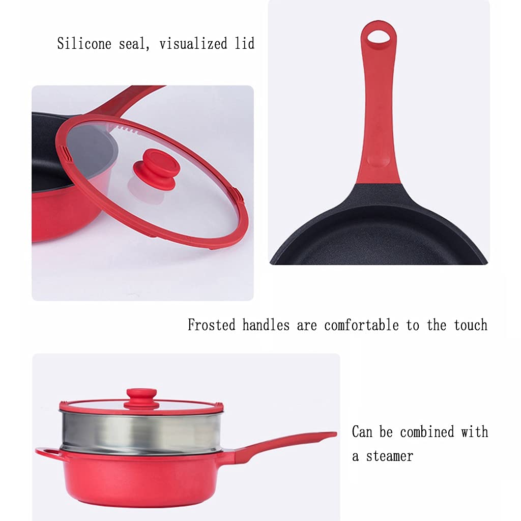 Amazon.co.jp: 鍋セット赤スティックパン家庭用キッチンフライパン