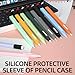 AZF Pencil Case Compatible with Apple Pencil 2nd Generation Case, Two Color Pen Cap Match, Silicone Comfort, Compatible with Magnetic Charging and Double Click. (Black)
