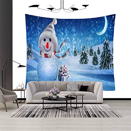 Hakona タペストリー クリスマス 壁掛け 雪夜 クリスマスツリー 雪だるま装飾布 欧米風 壁飾り インテリア 装飾アート 寝室の装飾 窓カーテン 新居祝い 贈り物(130*150)