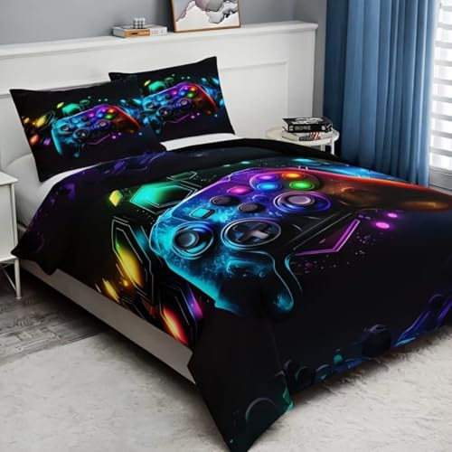 Parure de lit imprimée 3D manette de jeu : housse de couette douce 150x220