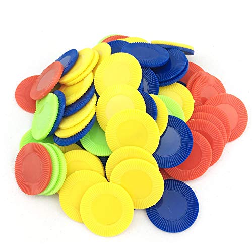 SmartDealsPro 4 Color 9/10 Inch Plastic Counting Counters Bingo Chips (100)