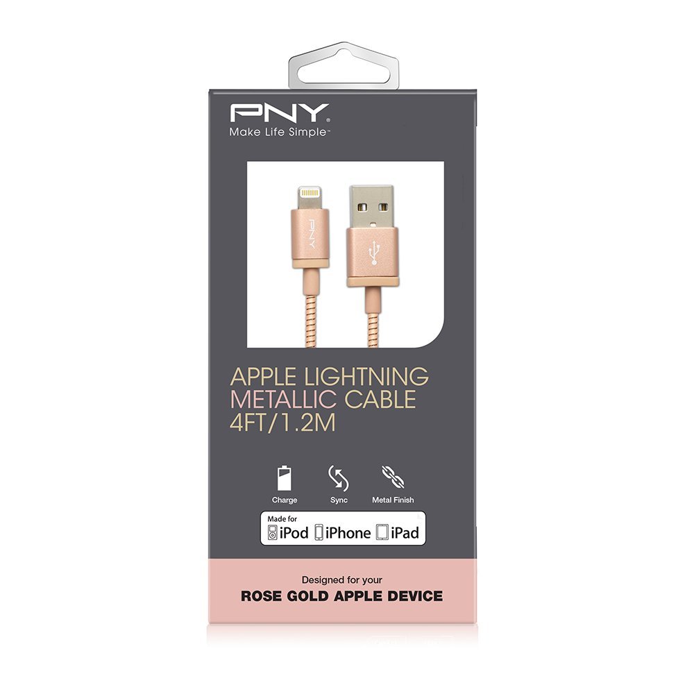 PNY Cavo Metallico Lightning, 1.2 m, Oro Rosa