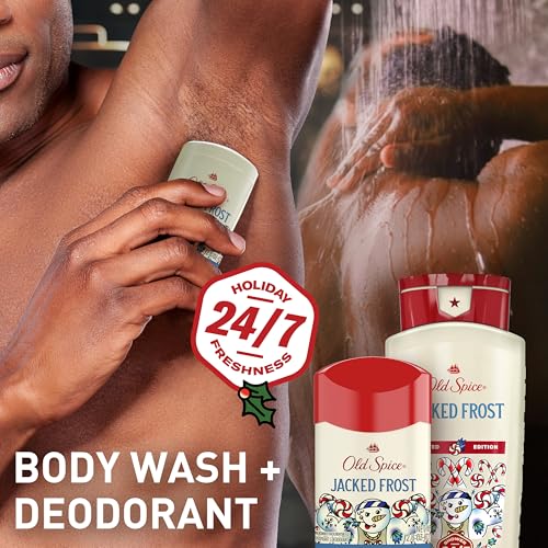 Image of Old Spice Dry Feel Antiperspirant & Deodorant for Men, Holidudes Limited Edition, 24 /7 Sweat Protection, Stocking Stuffer, Jacked Frost Frosted Mint Scent, 2.6 oz
