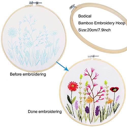 for Women, Embroidery Kit for Beginners, Cross Stitch Starter Kits Include 3 Sets Embroidery Fabric Cloth with Pattern, 3 Bamboo Hoops,Floss Threads, Needles and Scissors