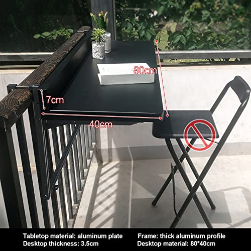 Table suspendue d'extérieur réglable et rabattable pour balcon et terrasse