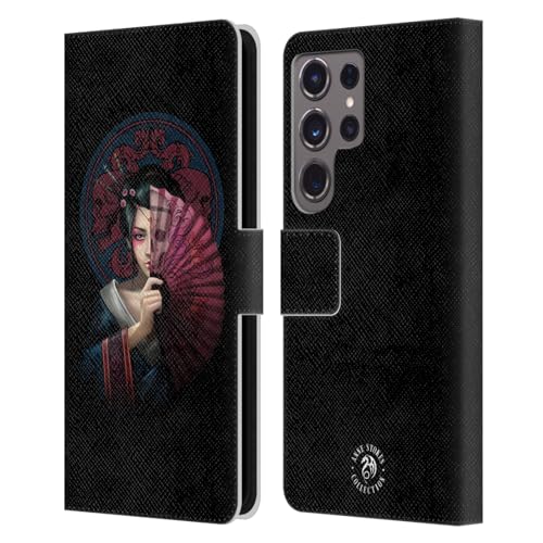 Carcasa de Cuero Geisha Cráneo para Samsung Galaxy S24 Ultra