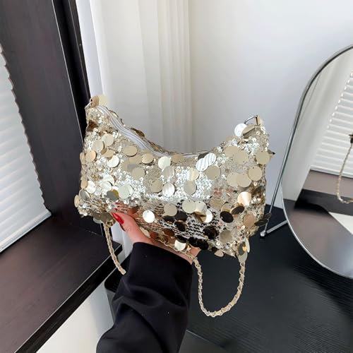 Sequin Purse Sparkly Sequin Purse Y2K Hobo Bag Underarm Shoulder Bag Zipper Trendy Ideal Gifts for Women Girls4