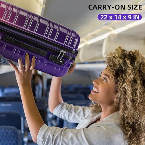 Image of LARVENDER Luggage Sets 3 Piece, 20 Inch Carry on Luggage 22x14x9 Airline Approved Hardside PC+ABS Suitcase Set with Spinner Wheels TSA Lock, Lightweight Luggage Set for Women, Midnight Berry