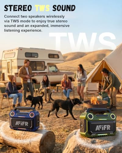 Image of Outdoor Bluetooth Speaker 160W: IP67 Waterproof, 24H, TWS | Rugged portable speaker with deep bass, LED lights, TWS pairing for parties, beach, travel, camping, garage