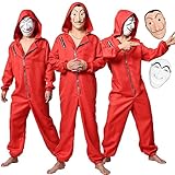 [Formemory] ハロウィン コスプレ ペーパーハウス コスプレ 赤い連体服 マスク 連体服 マスク2点+つなぎ服1つ 3点セット 仮装 コスチューム スペイン ドラマ ピエロ ハロウィン クリスマス パーティー 学園祭 文化祭 (M)