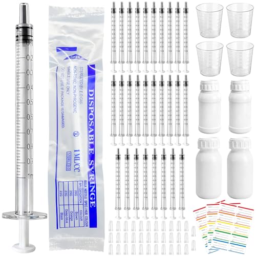 Hengxinchen 30 Stück 1 ml Kolostrum Spritze mit Kappen Spritze ohne Nadel Kolostrum Sammler mit 20ml und 30ml EVOH-Behältern für die Fütterung von Haustieren und Laborverfahren