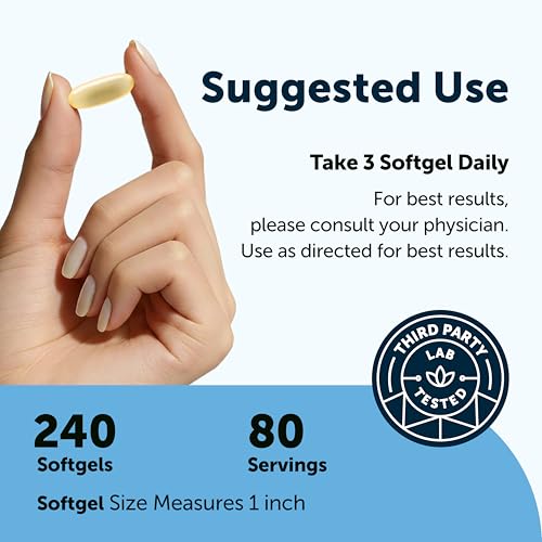 Image of Micro Ingredients Omega 3 Fish Oil Supplements 3,000mg Per Serving, 240 Softgels | Lemon Flavored - Burpless | EPA 540mg + DHA 360mg | Deep Sea Fish