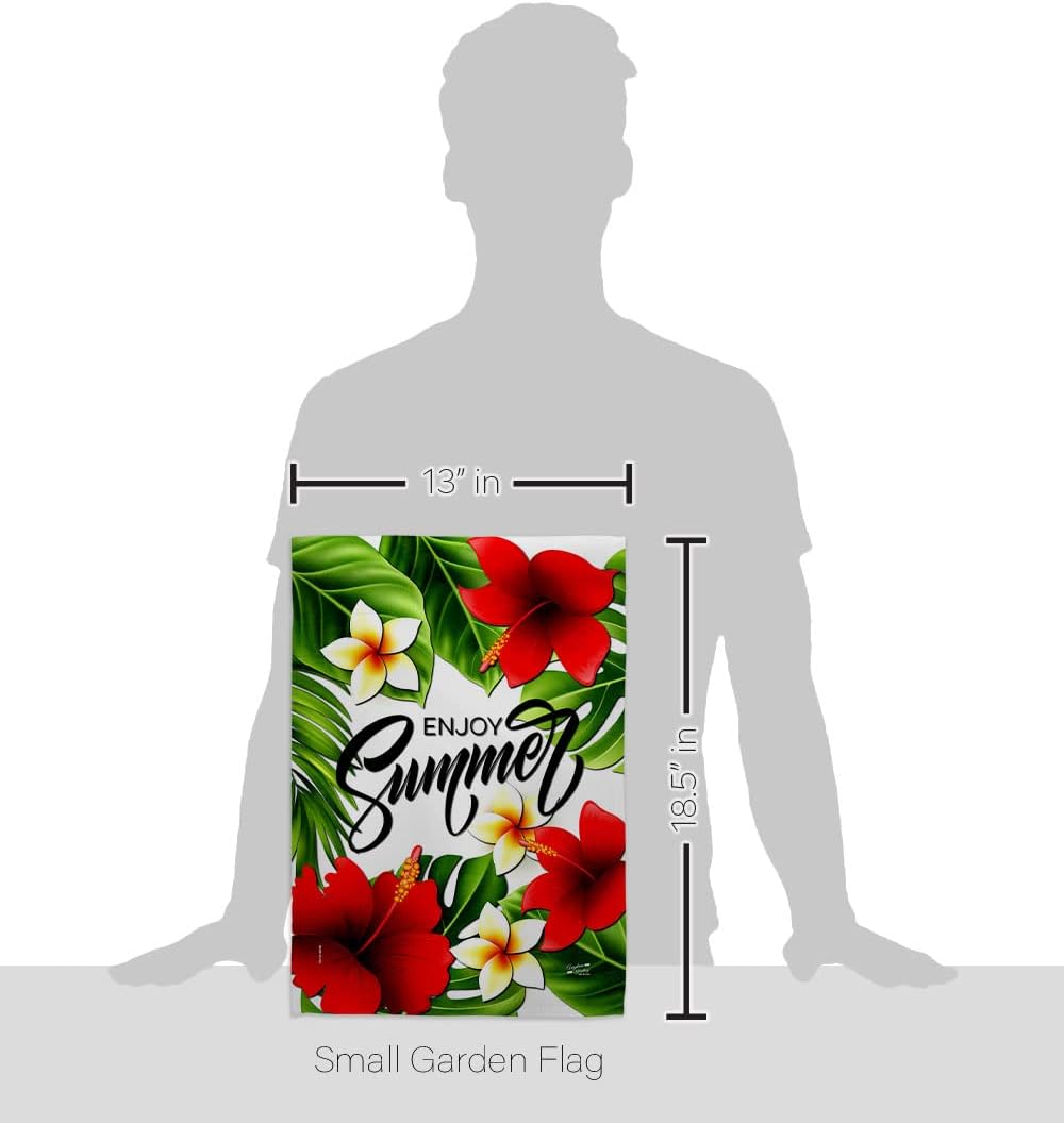 Summer Hibiscus Garden Flag Fun in The Sun Beach Pool Luau Tropical Party Season Outdoor Summertime Sunny House Decoration Banner Small Yard Gift Double-Sided, Made in USA