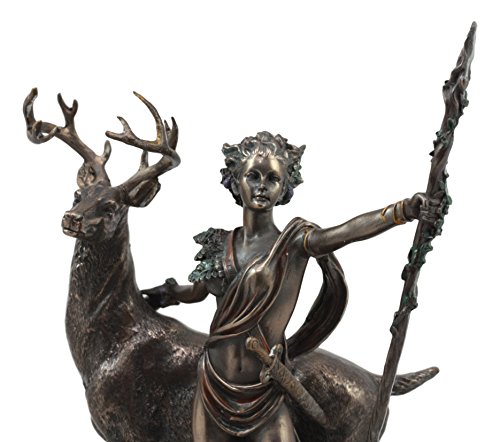 Estatua Diana diosa griega de la caza con ciervo 11.5" miniatura 2