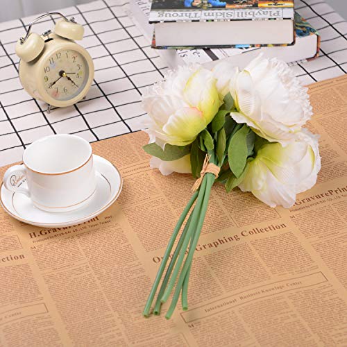 Lvydec Vintage Peony Artificial Flowers - 2 Pack Silk Peony Bouquet With 10 Flower Heads For Wedding Home Decoration (Cream White) #TOP3