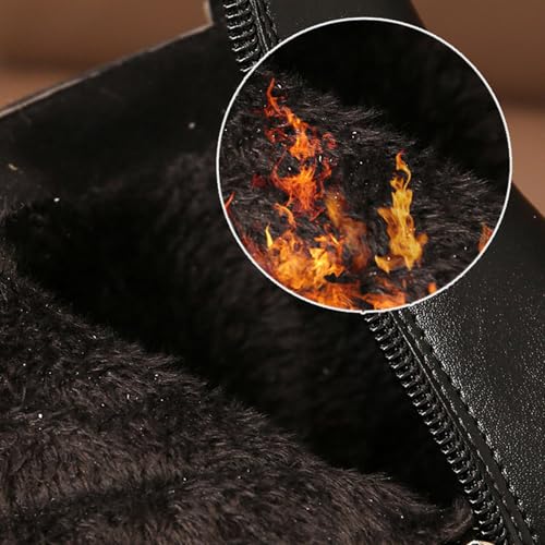 Girls Fur Lined Ankle Boots Winter Warm Riding Boots PU Leather Side Zipper Lug Sole Ankle Booties 4-11 Years4