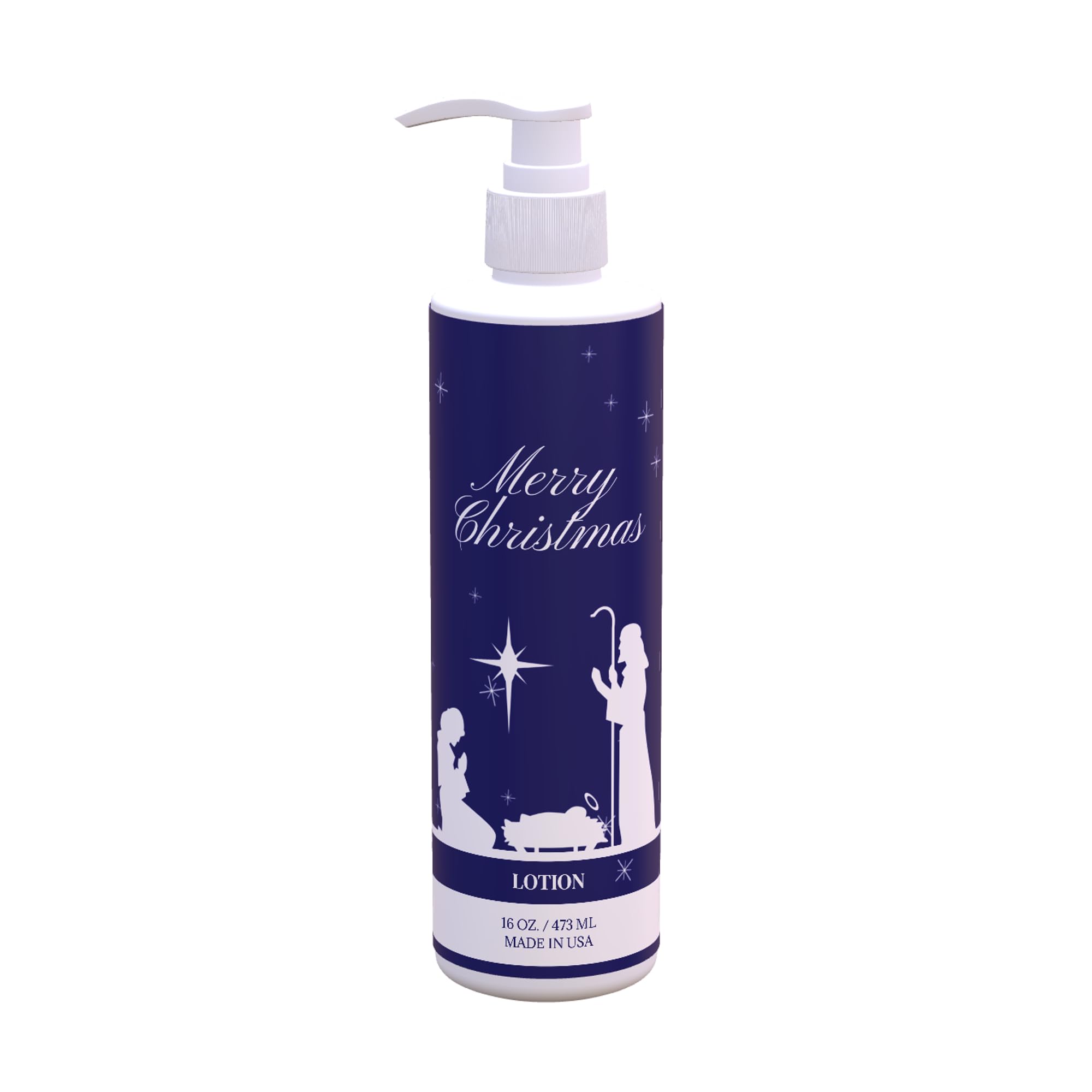 Christmas Lotion Nativity Blue Design Fresh Green Tea Lemon Scent 12 Pack 16 oz Pump Bottles Peaceful Nativity