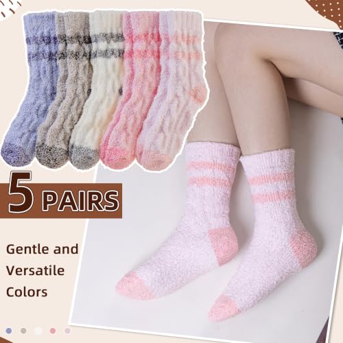 Image of Velice Womens Fuzzy Socks Soft Cozy Fluffy Slipper Winter Thick Warm Plush Sleeping Christmas Socks
