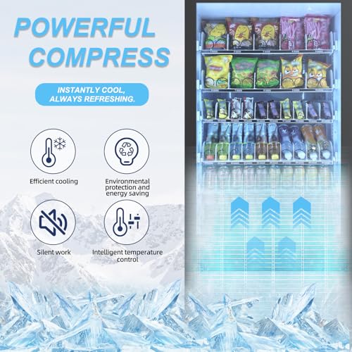 Image of Refrigerated Beverage Vending Machine for Business, Large 60 Slots Snack Drink Combo Commercial Vending Machine Durable Cashless Vending Machine with Card Reader and Bill Coin Acceptor