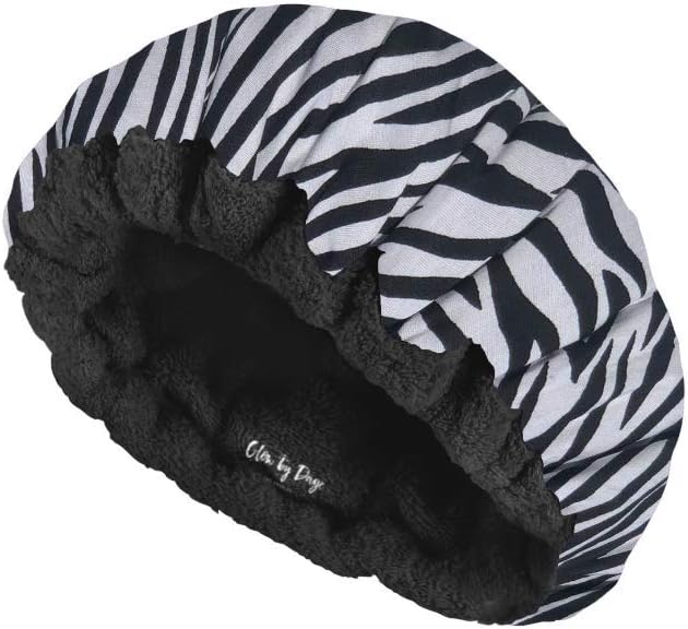 Glow By Daye (Zebra/Black) - Deep Conditioning Thermal Heat Cap- Cordless, Microwavable Heat Cap for Steaming, Heat Therapy for Hair, Portable, Reversible (Zebra Print/Black)