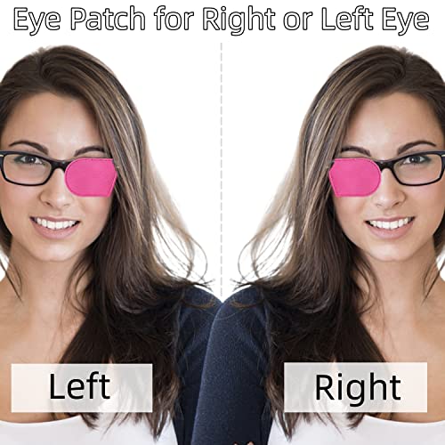 Image of Eye Patches for Adults Kids - VEEJION 12 Piece Eye Patch for Glasses Treat Lazy Eye Amblyopia Strabismus for Left or Right Eyes (Pink)
