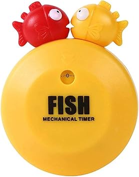 Cute Timers Mechanical Kitchen Cooking Timer, Cartoon Fish Shape Timer Mechanical Clockwork Home Kitchen Baking Reminder Timer, Refrigerator Stickers Time Management Kitchen Tools Yellow