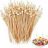 200 pezzi stuzzicadenti cocktail in bambù da 12 cm con perla in legno, bastoncini decorativi monouso per aperitivi, finger food, bar, feste e buffet