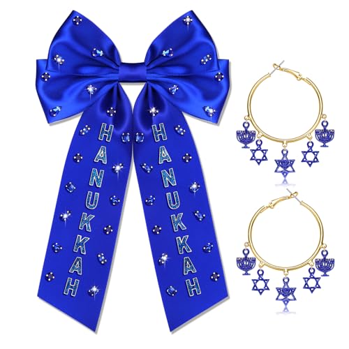 Hanukkah Hair Bow for Women Chanukah Star of David Menorah Dreidel wA[{ENbv u[WG Te jNbv wAob^ nkJ _l̃wAANZT[ tFXeBo