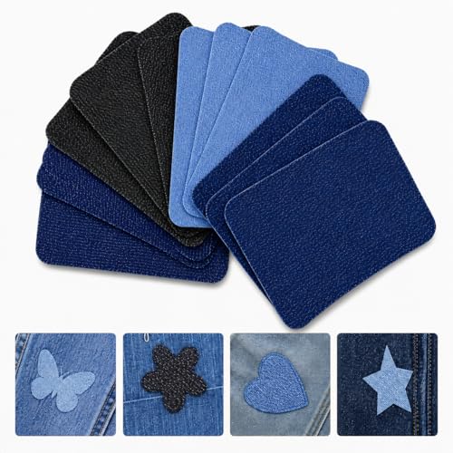 20 Parches para Ropa Termoadhesivos, Parches Vaqueros para Reparar Pantalones y Ropa por Dentro y Fuera, Adhesivo Fuerte (4 Colores, 7.8×10.8 cm)