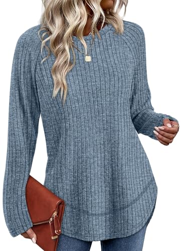 WIHOLL Long Sleeve Shirts for Women Fall Sweaters 2025 Lightweight Casual Tunic Tops Loose Fit Winter Clothing S-2XL
