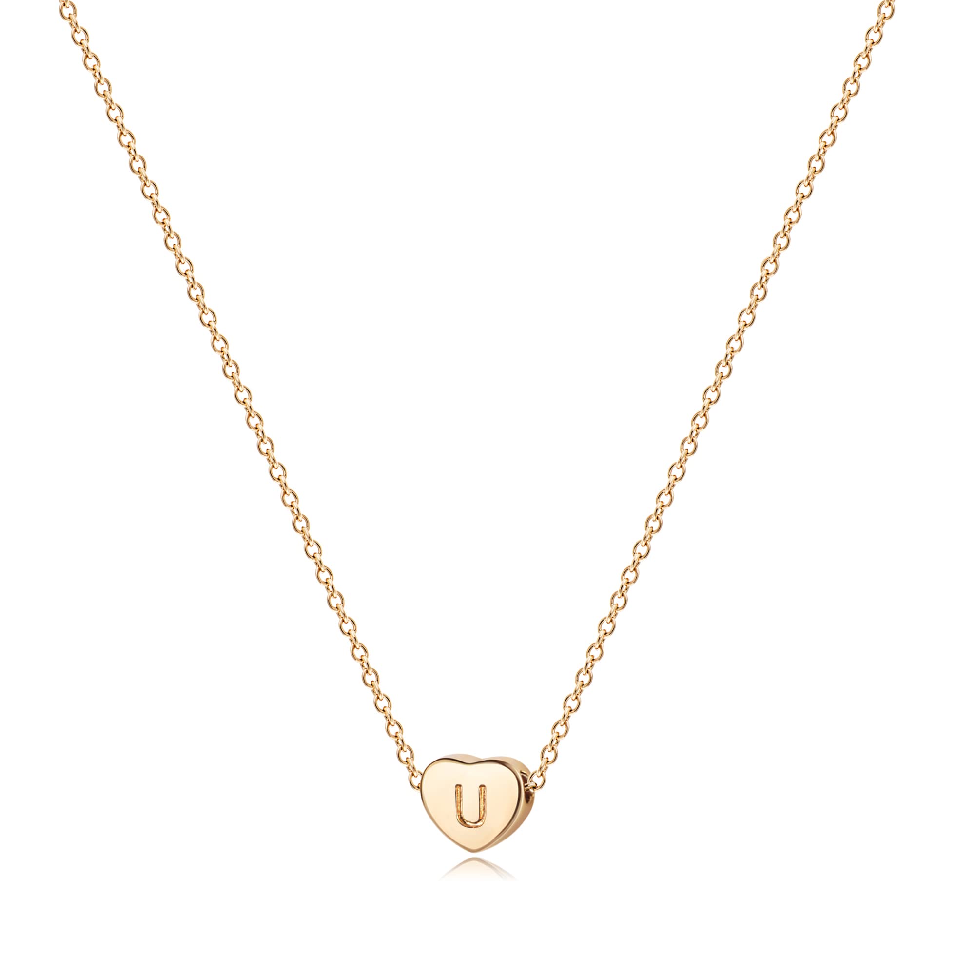 Jenosy Kette Damen Herz Kette mit Buchstaben Gold Personalisierte Kette mit Namen Zarte Kette Herz Buchstaben Anhänger für Mädchen 18K Vergoldete Namenskette Modeschmuck für Frauen und Mädchen