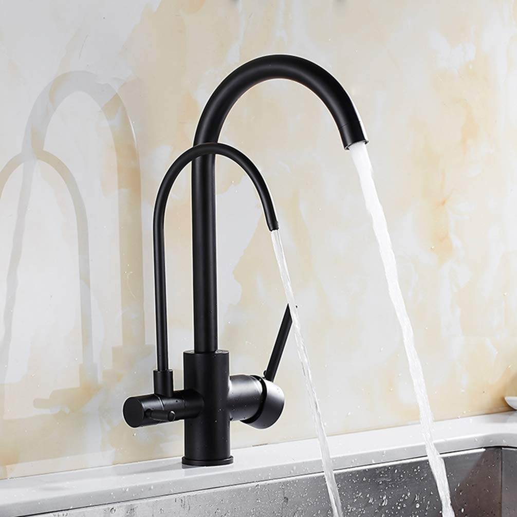 ZYCHSJXA Kitchen Faucet Black/Oatmeal/Brushed 360 Rotation Mixer with Water Purification Tap Drinking 3 Way Faucet,Black