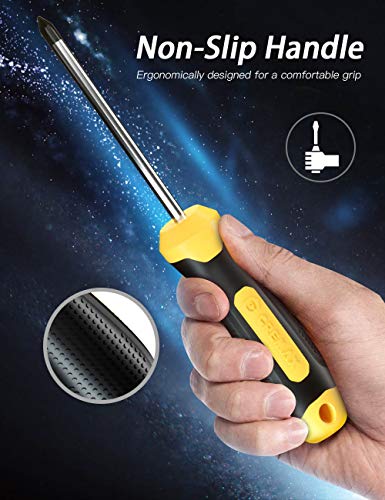 Magnetic Screwdriver Set 10 PCS, CREMAX Professional Cushion Grip 5 Phillips and 5 Flat Head Tips Screwdriver Non-Slip for Repair Home Improvement Craft