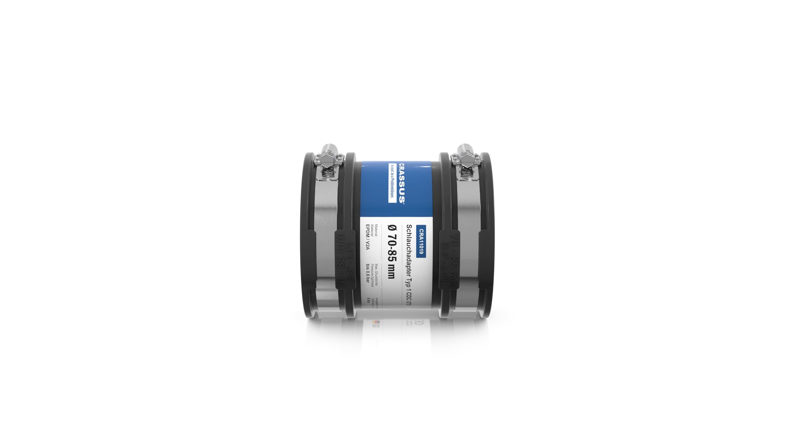 Crassus Adaptador de manguera CDC 070 tipo 1 con labio interior, TPE/V2A, 1 pieza, 70-85 mm, CRA11019