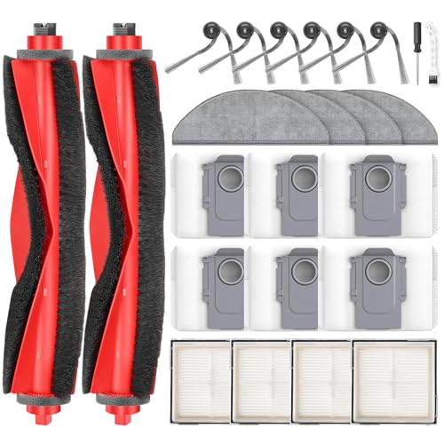 24 Stück Zubehör für Roborock Q10 X5+ Saugroboter, Ersatzteil mit 6 Staubbeutel 6 Seitenbürsten 4 Wischtücher 4 HEPA Fil...