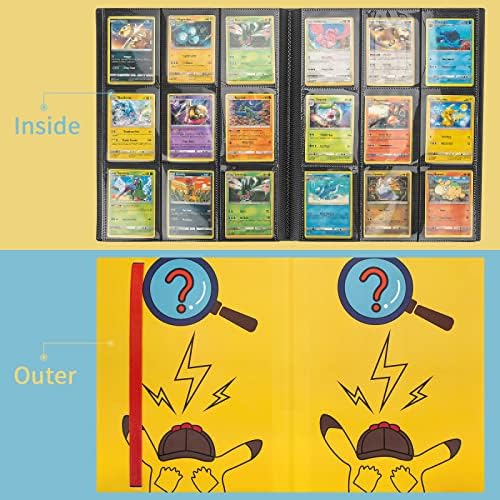 YINKE Case Binder Holder for Pokemon Card, PM TCG Card, Game Cards, Holds Up to 300+ Cards with 18 Premium 9-Pocket Sleeves Page, Hard Organizer Carry Cover Storage Bag(Magnifying glass yellow)