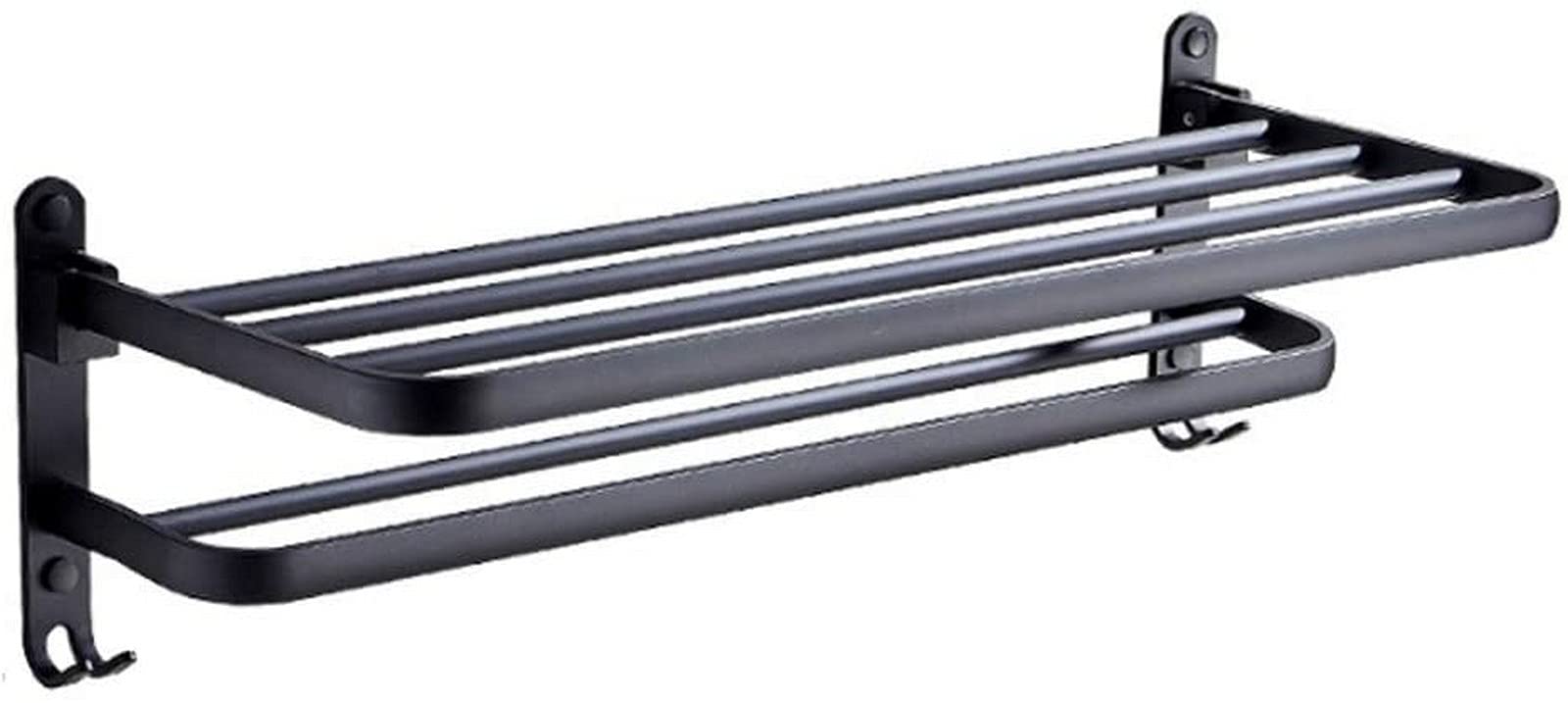 GONMDOPY Towel Rail,Bathroom Shelf Collapsible Towel Rack Black Aluminum Towel Shelf Bathroom-Proof Kitchen Hardware/39Cm