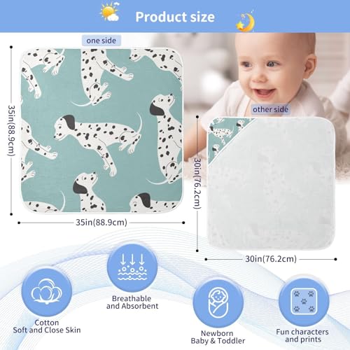 Image of Dalmatian Dogs Hooded Towel - Ultra Soft & Absorbent Muslin Cotton Bath Towel for Babies, Toddlers, Newborn - Boys & Girls Essential 30 inchx30 inch