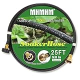 MHMHM 5/8' Soaker Hose for Garden Drip Hose Irrigation System with Solid Brass Fitting for Lawns Flower Beds & Vegetable Gardens (25FT)
