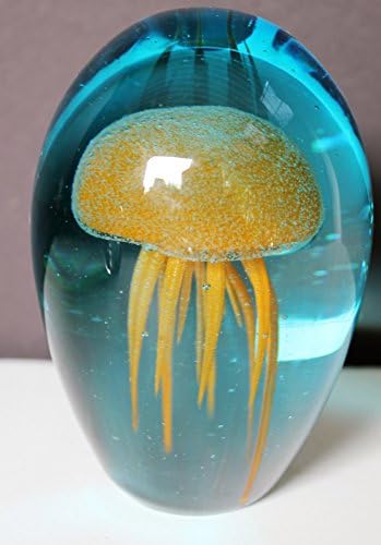 4.75" Jellyfish Paperweight Glow in the Dark, with Multi-color Light Base Gift