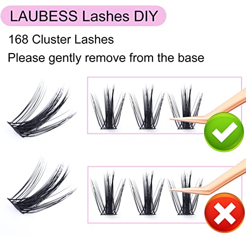 Image of Eyelash Clusters LAUBESS Lash Clusters Individual Lashes Cluster Eyelash Extensions DIY at Home Waterproof Cluster Lashes (Manga)