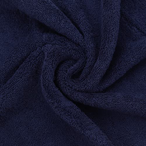 Image of BC BARE COTTON Luxury Hotel & Spa Towel Turkish Cotton Hand Towels - Navy Blue - Dobby Border - Set of 6