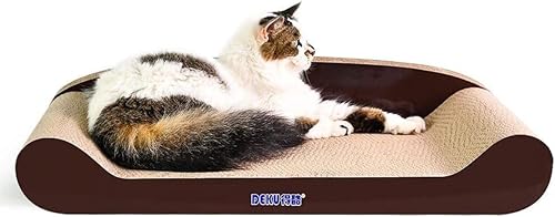 DEKU Rascador para gatos, cartón para gatos, cama para rascar gatos, almohadillas corrugadas de primera calidad, sofá reciclable y duradero,